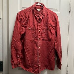 Scandia Woods Thick Flannel Button Down Shirt Men Large Reg. Red Long Sleeve